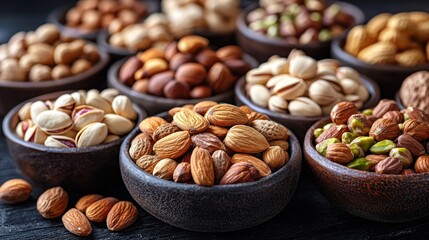 Assorted nuts in bowls. (1)