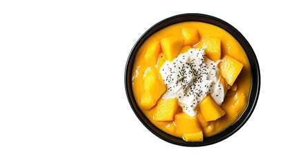Delicious Mango Chia Seed Pudding with Yogurt isolated on transparent background