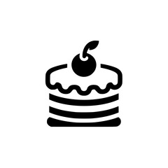 Minimalist Cake Icon: Black and White Design for Celebrations