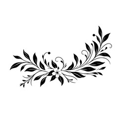Elegant Black Floral Swirl Design on White Background