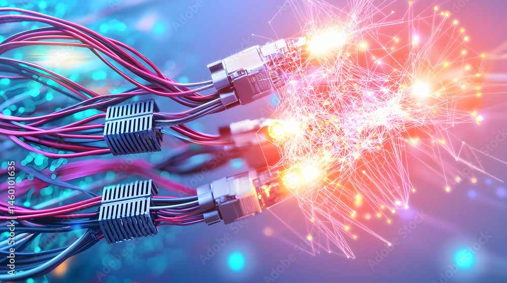 Poster abstract technological network connection