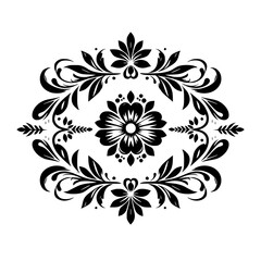 Fototapeta premium Floral Ornament Vector: Elegant Black and White Design Element