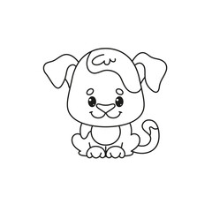 Cute Puppy Coloring Page. Vector Illustration