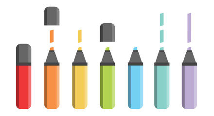 Colorful marker pens set. Highlighter pencil for school or kids