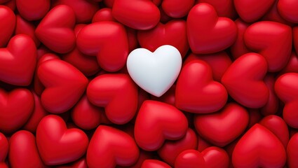 Obraz premium A heart-shaped object in the center of a pile of red hearts.
