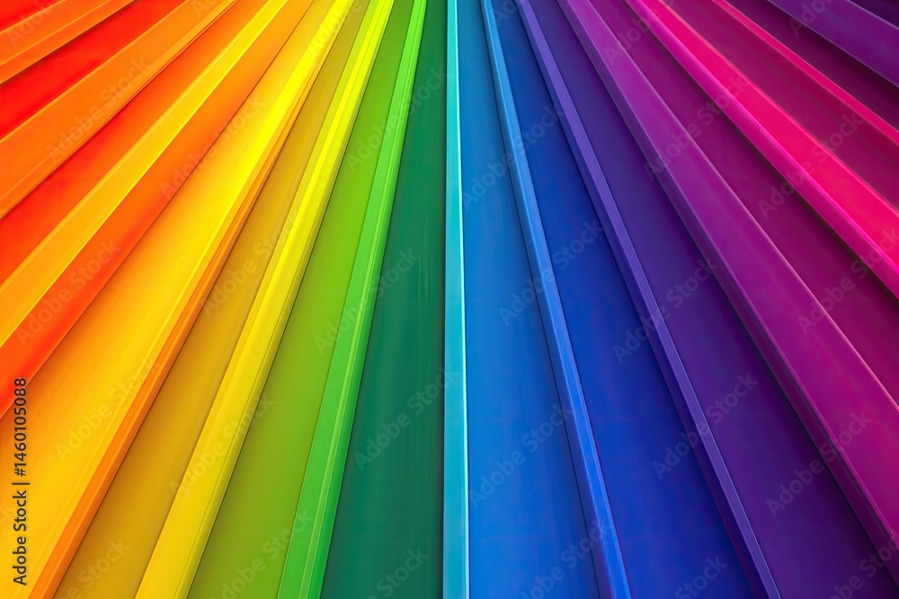 Poster diagonal rainbow spectrum sliced color pattern, vibrant strips abstract