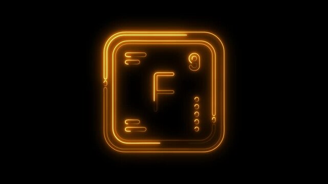 Fluorine element glowing neon periodic table chemistry science education golden light