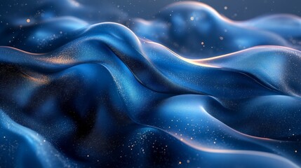Obraz premium Abstract digital design of flowing, shimmering blue material.