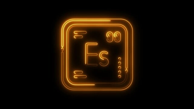 Einsteinium glowing neon periodic table element symbol on black background