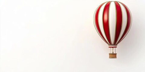 Obraz premium Red Stripe Hot Air Balloon on White Dream with Adventure, and Travel.