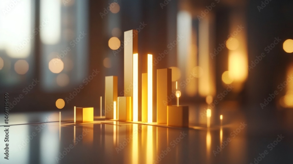 Aufkleber floating d bar chart with bars and soft ambient lighting on a light studio background