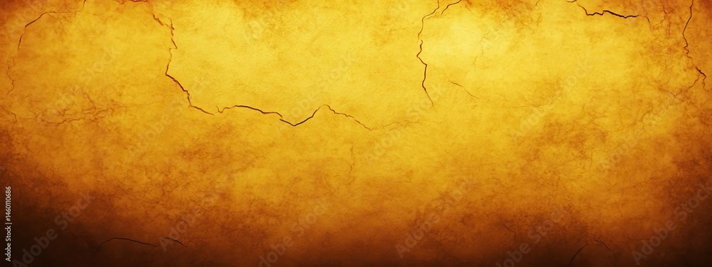 Poster distressed yellow parchment texture with crack patterns and rough edges for design