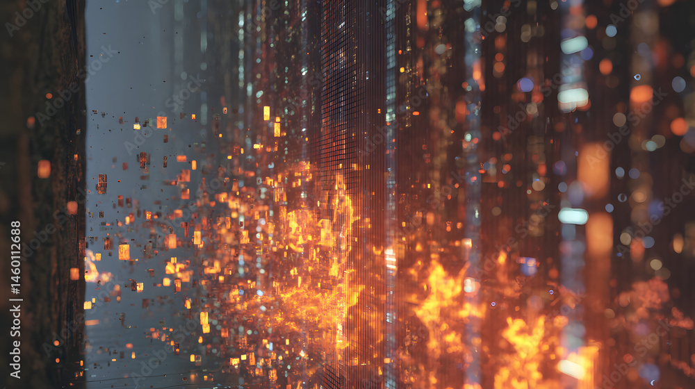 Poster abstract digital firewall glowing data stream visualization