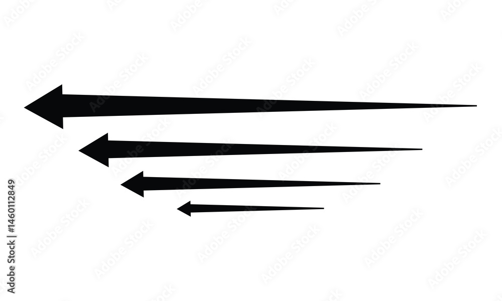 Poster single headed black long arrow vector icon set. one direction black arrow icon set on white backgrou