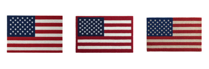 Set of patriotic doormat with a stars and stripes design isolated on transparent background
