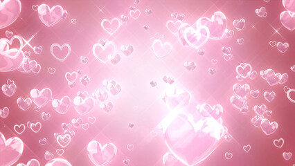 周囲に散らばるハート - ピンク背景