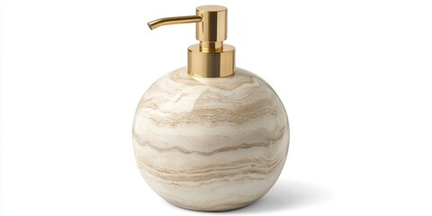 Obraz premium Elegant Marble Soap Dispenser with Gold Pump: Modern Bathroom Accessory for Sophisticated Style