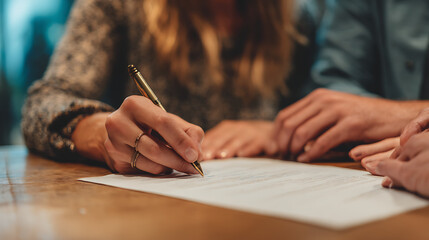 Signing a contract together