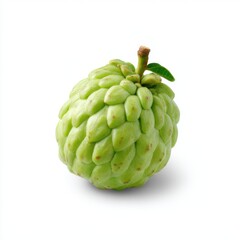 Fototapeta premium Sugar apple isolated on white background, with stem and leaf