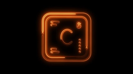 Carbon neon element symbol glowing on dark background abstract chemistry representation