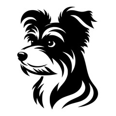 Stylized Black and White Dog Portrait - Minimalist Vector Design