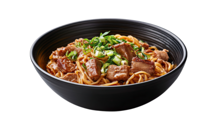 Delicious Beef Noodle Soup Asian Cuisine Recipe isolated on transparent background
