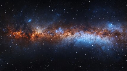 Fototapeta premium Vast expanse of the Milky Way galaxy. A breathtaking view of celestial bodies, nebulae, and stars