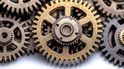 Close-up view of intricate gears meshed together.