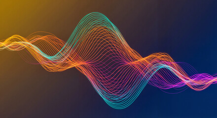 Fototapeta premium Vibrant sound waves flowing in colorful patterns against a dark background 