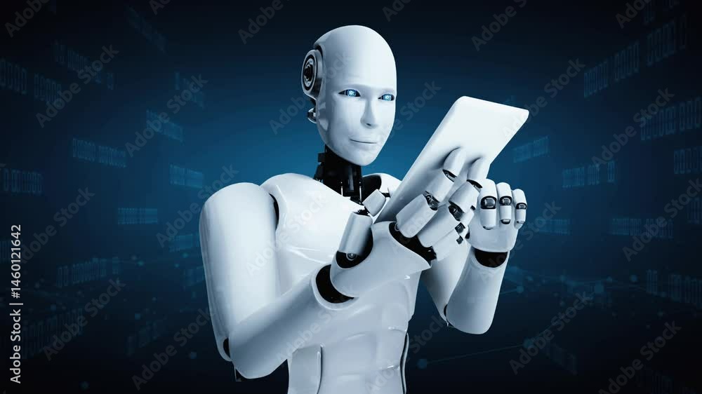 Poster future financial technology controll by ai robot huminoid uses machine learning and artificial intel