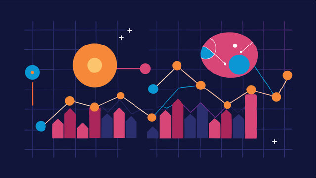Graphs and Algorithms Showcase an abstract representation of mathematical algorithms overlaid on a background of fluctuating stock market graphs indicating the AIs analytical