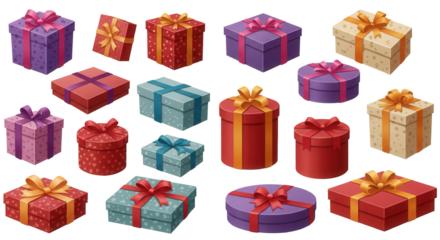 Green Gift Box with Golden Ribbon Isolated on White Background