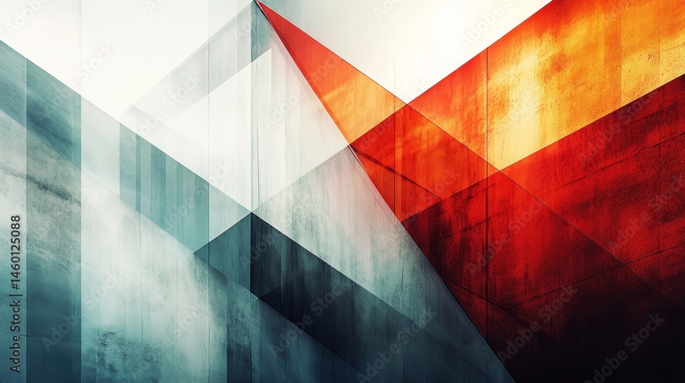 Poster abstract geometric design with contrasting color blocks.