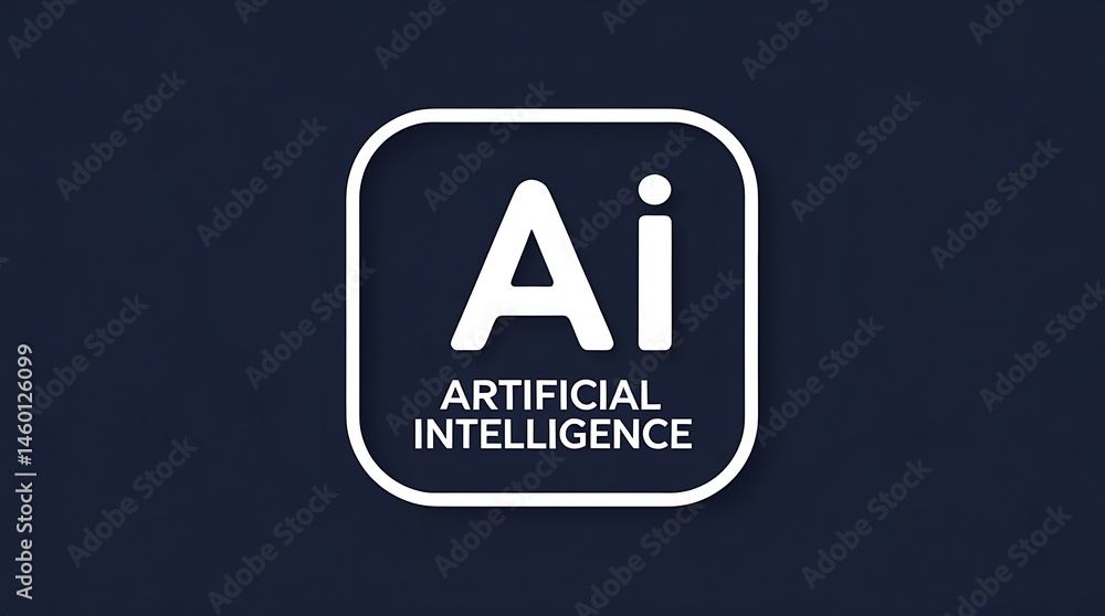 Poster ai typographic design with 'artificial intelligence' below, perfect for digital covers, tech interfa