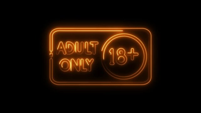 Animated neon sign depicting adult only content age restriction graphic