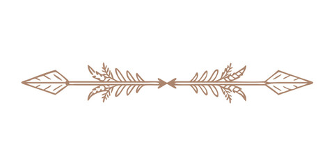 Decorative arrow divider with tribal style in brown