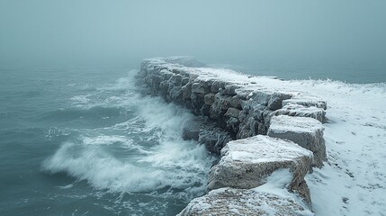 Winter's icy shoreline