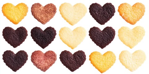 Fototapeta premium Assorted Heart-Shaped Cookies: A Delightful Collection of Sweet Treats for Valentine's Day or Any Occasion