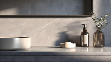 Modern Minimalist Bathroom Counter Design Light Gray Matte Finish