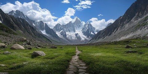 Mountain Path Through Valley