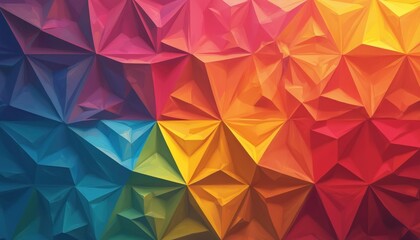 Obraz premium Vibrant abstract illustration with dynamic pattern of overlapping triangles. Contrasting colors, high energy composition. Modern digital design, ideal for background for websites, creative projects.