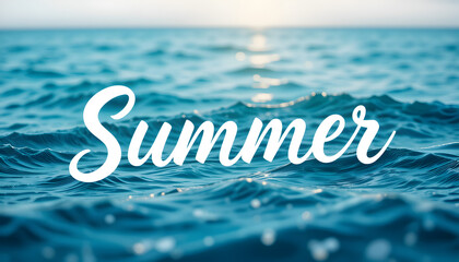 Summer Text on Ocean Waves – Scenic Sea Background for Seasonal Design