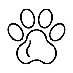 Paw Print Icon Outline on White Background  