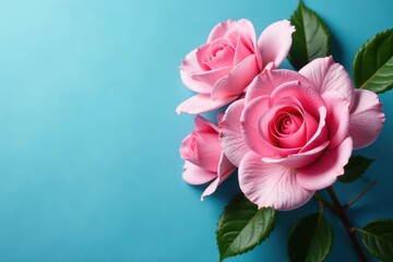 Obraz premium Soft petal texture of roses on blue background, garden, still life, gardenia