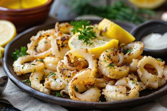 grilled calamari with lemon aioli