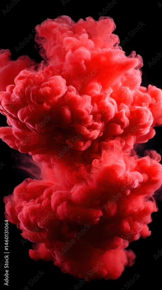 Poster crimson clouds floating abstractly against dark backdrop creates ethereal and mysterious visuals