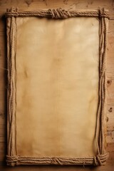 Obraz premium Aged parchment tied with rough rope, rectangular shape, legend, medieval