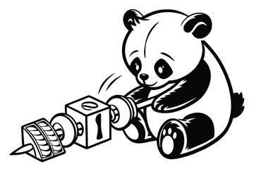 89 Black and white illustration, teddy bear silhouette, simple design, cute cartoon style, rounded shapes, child's toy, iconic bear symbol, minimalist artwork, vector graphic, symmetrical composition,