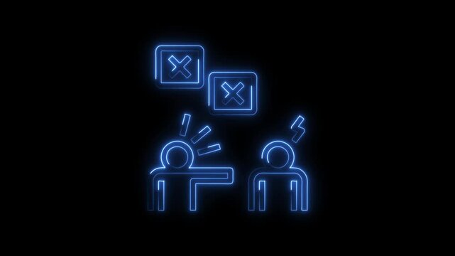 Neon illustration of conflict rejection and negativity between two people