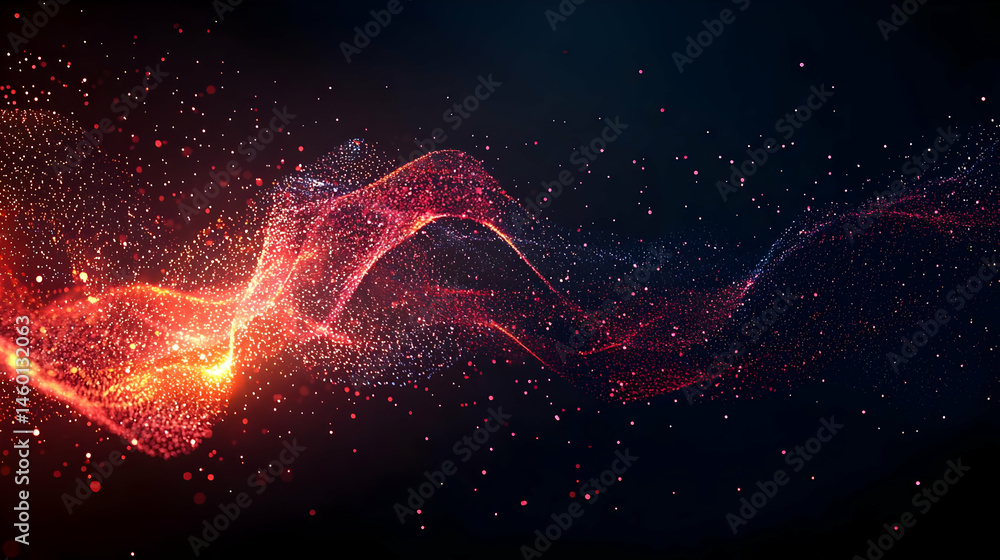 Poster abstract glowing particle wave design
